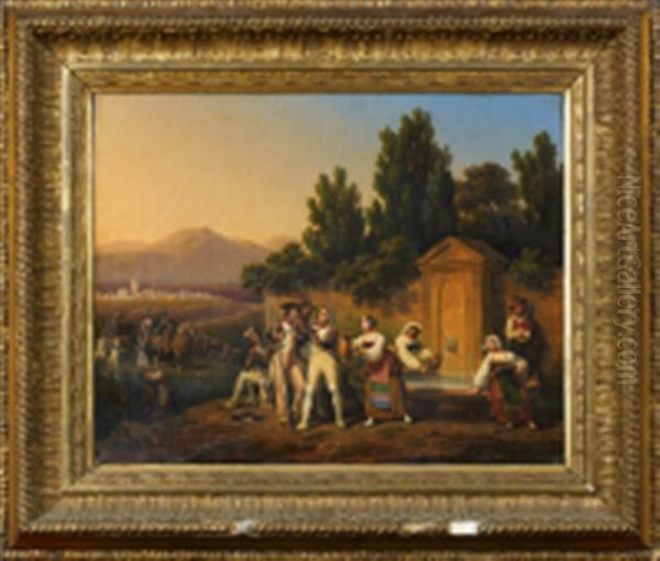 La Halte Des Fantassins Oil Painting by Hippolyte Lecomte