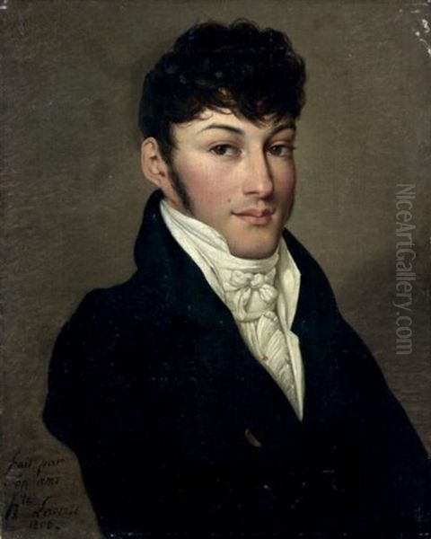 Portrait D'un Jeune Homme En Habit Noir Oil Painting by Hippolyte Lecomte