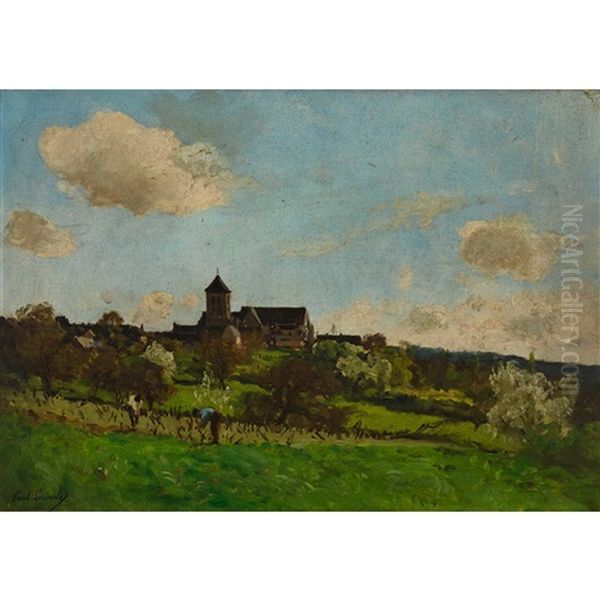 Landschaft Mit Dorf Oil Painting by Paul Lecomte