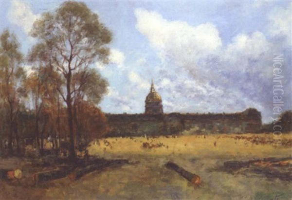 Le Deboisement De L'esplanade Des Invalides Oil Painting by Paul Lecomte