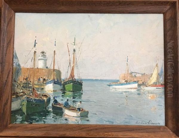 Bateaux Au Port Oil Painting by Paul Emile Lecomte