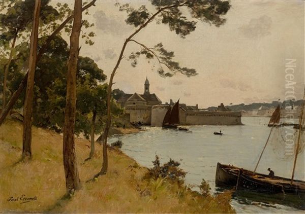 City By The Water Oil Painting by Paul Emile Lecomte