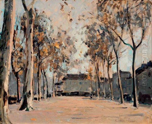 Le Quai Du Marche (melun) Oil Painting by Paul Emile Lecomte