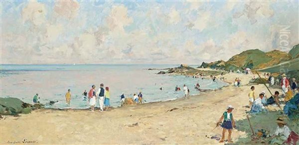 Sur La Plage Oil Painting by Paul Emile Lecomte