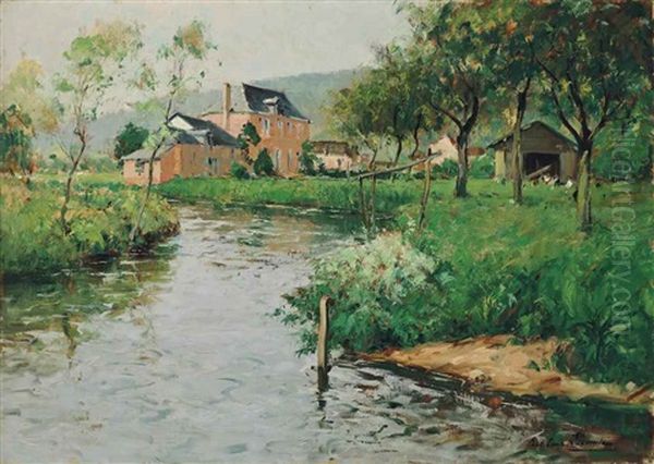 A House On The River Oil Painting by Paul Emile Lecomte