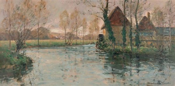 Paysage Au Moulin Oil Painting by Paul Emile Lecomte