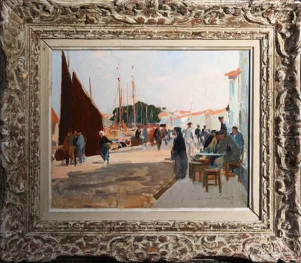 Fin De Journee A Port Joinville (ile D'yeu) Oil Painting by Paul Emile Lecomte