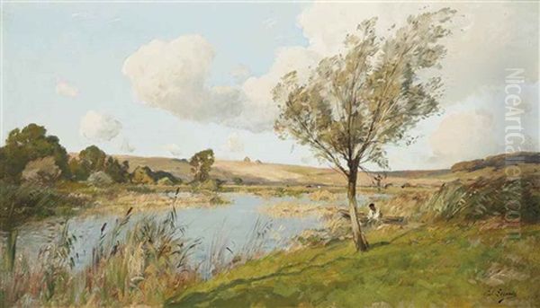 Au Bords De La Riviere Oil Painting by Paul Emile Lecomte