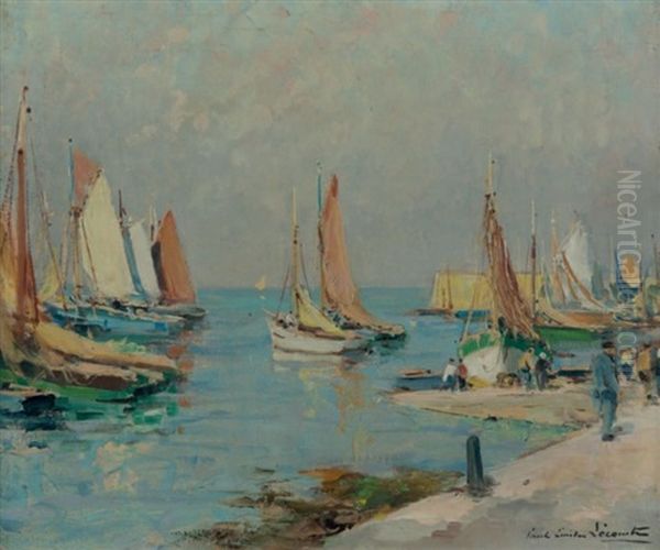 Port En Bretagne Oil Painting by Paul Emile Lecomte