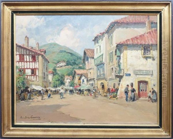 Village Dans Le Pays Basque Oil Painting by Paul Emile Lecomte