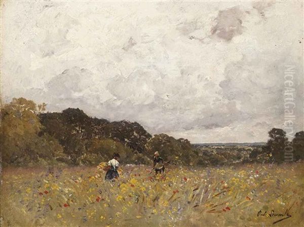 The Flower Pickers Oil Painting by Paul Emile Lecomte