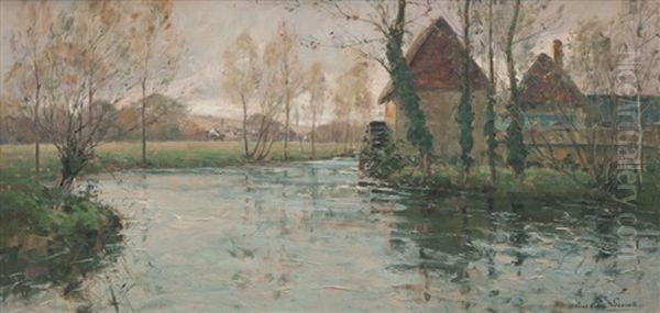 Paysage Au Moulin Oil Painting by Paul Emile Lecomte