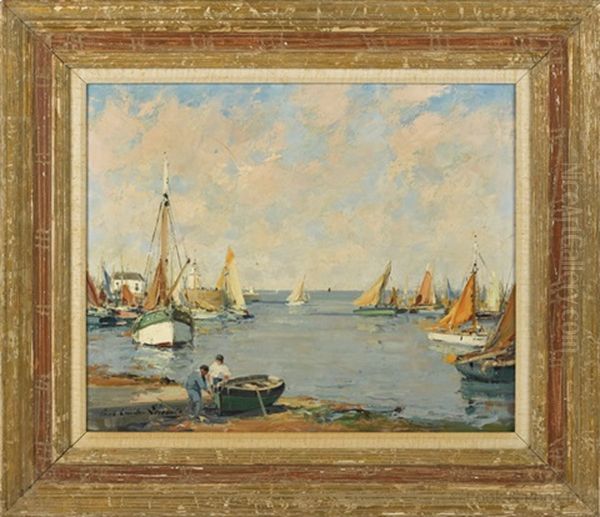 Harbor Scene Oil Painting by Paul Emile Lecomte