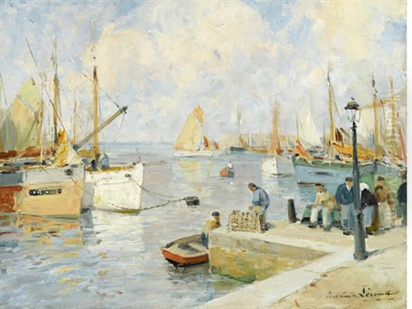 Scene De Port Oil Painting by Paul Emile Lecomte