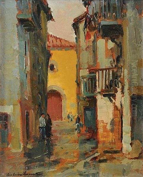 Conversation Dans Une Ruelle Oil Painting by Paul Emile Lecomte