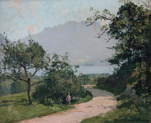 Paysage, Bord De Lac Oil Painting by Paul Emile Lecomte