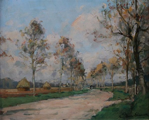 Route Et Allee D'arbres Oil Painting by Paul Emile Lecomte