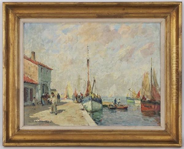 Scene De Port Oil Painting by Paul Emile Lecomte