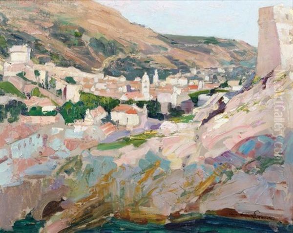 Vue De Village Provencal Oil Painting by Paul Emile Lecomte