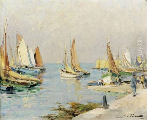 Barques De Peche Vers Concarneau Oil Painting by Paul Emile Lecomte