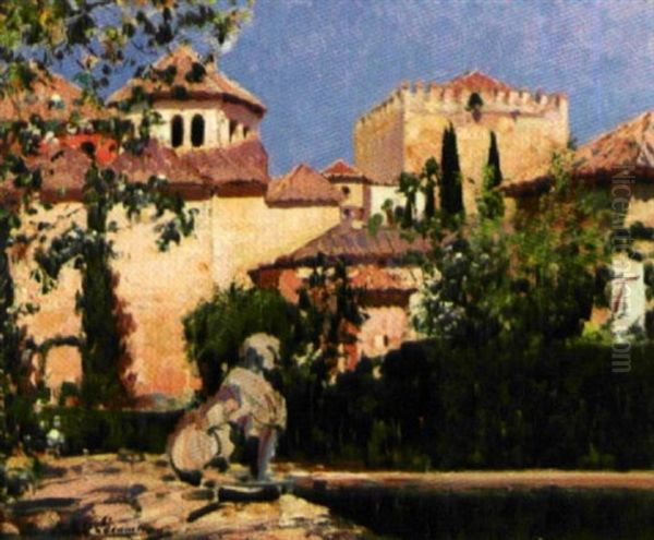 Les Jardins De Grenade Oil Painting by Paul Emile Lecomte