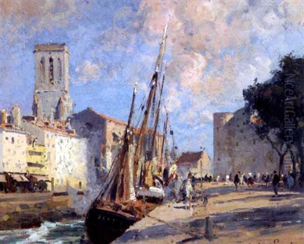 Le Port De La Rochelle Oil Painting by Paul Emile Lecomte