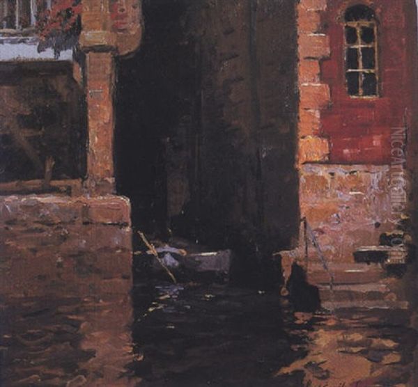 Petit Canal A Venise Oil Painting by Paul Emile Lecomte