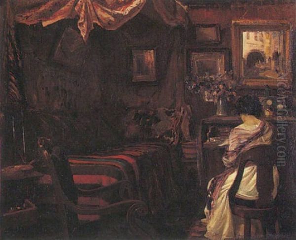 La Chambre De L'arstiste Oil Painting by Paul Emile Lecomte