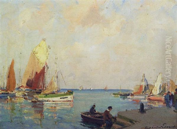 Port De Peche En Bretagne Oil Painting by Paul Emile Lecomte