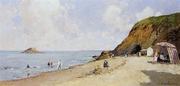 Scene De Plage Oil Painting by Paul Emile Lecomte