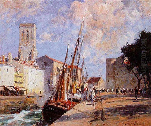 Le Port De La Rochelle Oil Painting by Paul Emile Lecomte