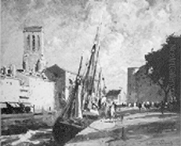 Le Port De La Rochelle Oil Painting by Paul Emile Lecomte