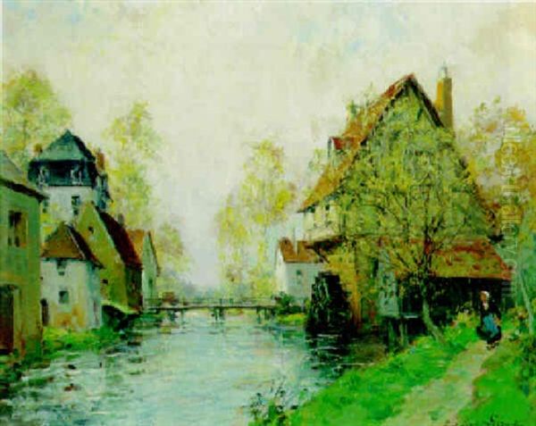 A Mill On The River Cance Oil Painting by Paul Emile Lecomte