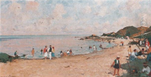 Plage A Saint-malo Oil Painting by Paul Emile Lecomte