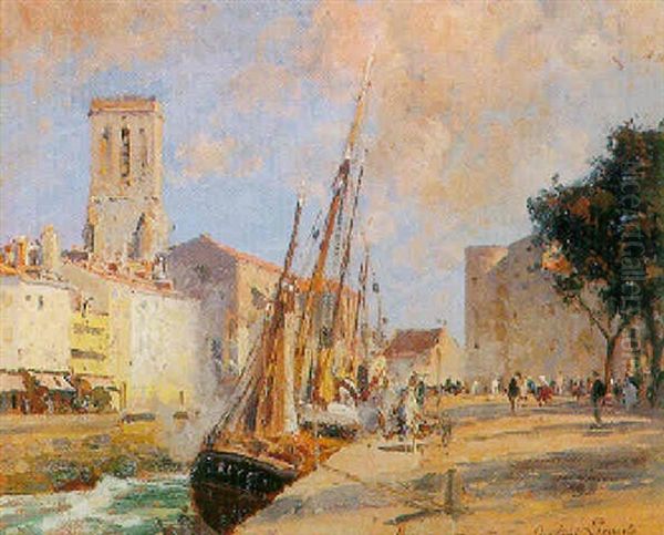 Le Port De La Rochelle Oil Painting by Paul Emile Lecomte