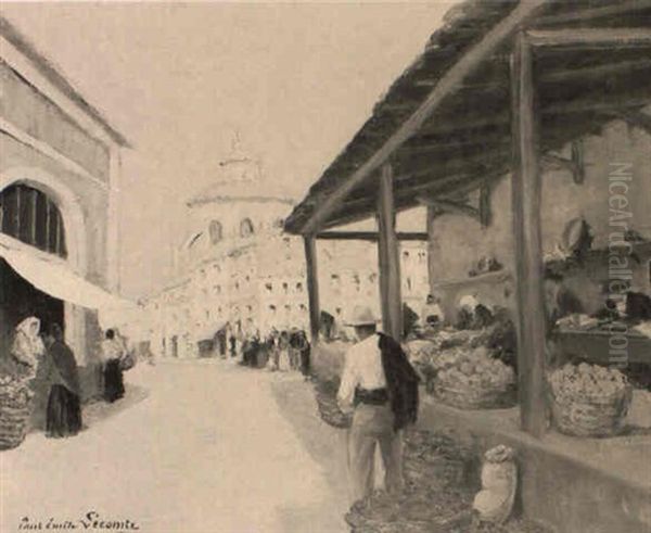 Spanish Market Oil Painting by Paul Emile Lecomte