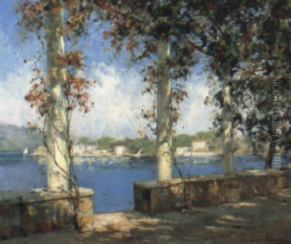 View Of A Swiss Lake Oil Painting by Paul Emile Lecomte