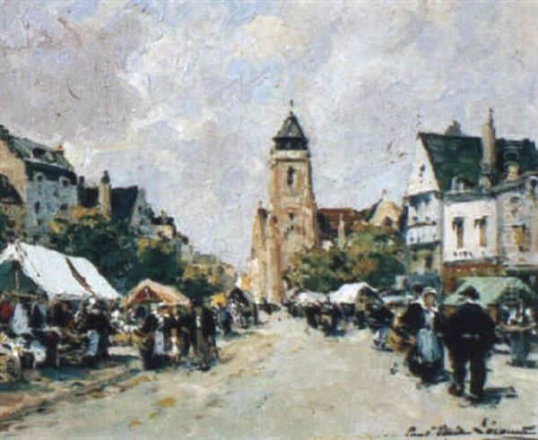 Scene De Marche  En Bretagne Oil Painting by Paul Emile Lecomte