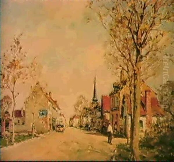 A Village In France Oil Painting by Paul Emile Lecomte