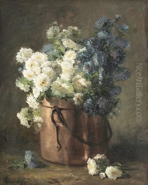 Blumenstillleben Oil Painting by Victor Lecomte