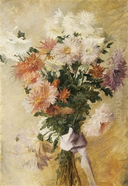 Bouquet Of Flowers Oil Painting by Gaston Alfred Marcel Lecreux