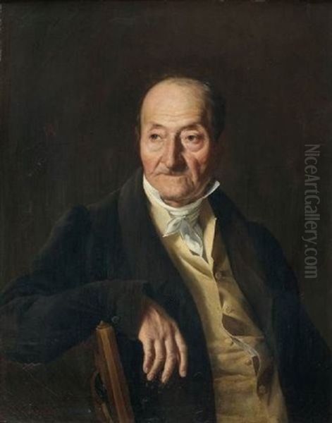 Portrait D'homme Au Gilet Jaune Oil Painting by Jacques-Joseph Lecurieux