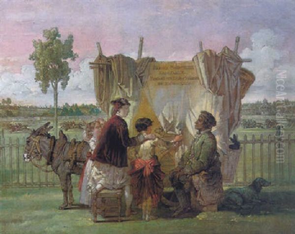 The Traveling Side Show En Route To Chantilly Oil Painting by Jacques-Joseph Lecurieux