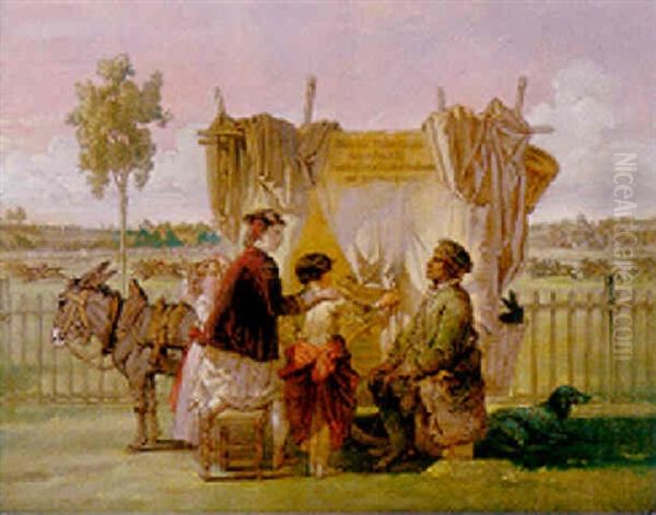 The Travelling Side Show En Route To Chantilly Oil Painting by Jacques-Joseph Lecurieux