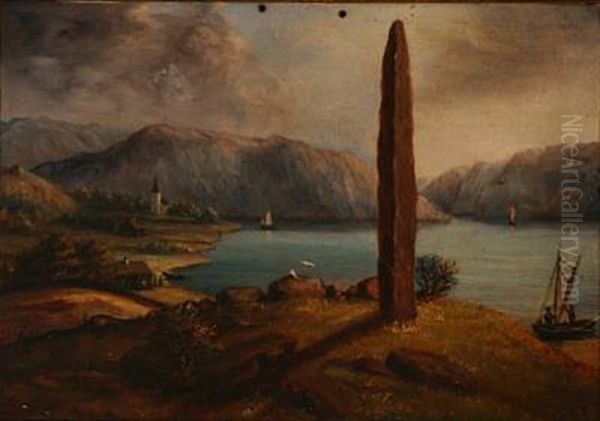 Landscape From Sognefjorden, Norway Oil Painting by Stanislaus Leczinsky