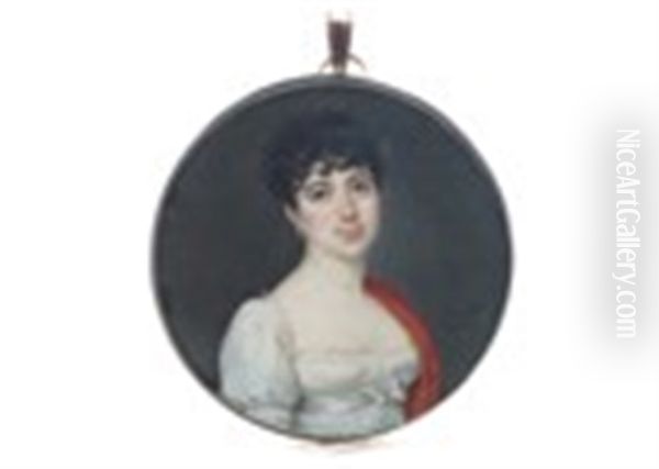 Portrait Miniature Of A Young Lady Oil Painting by Jeanne-Philiberte Ledoux