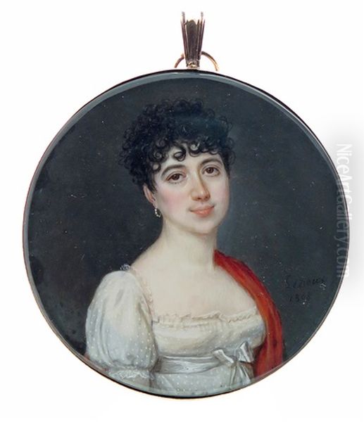 Portrait Miniature Of A Young Lady Oil Painting by Jeanne-Philiberte Ledoux