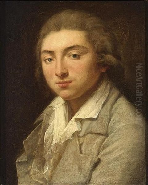 A Portrait Of A Young Man (francois Vergand?) Oil Painting by Jeanne-Philiberte Ledoux