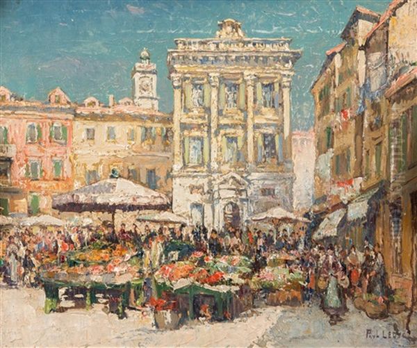 Market In Venice Oil Painting by Paul Leduc