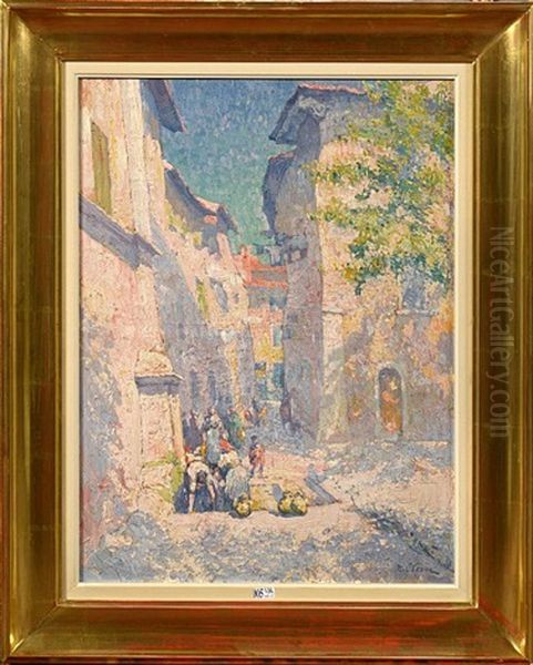 Ruelle Animee Dans Le Vieux Menton Oil Painting by Paul Leduc